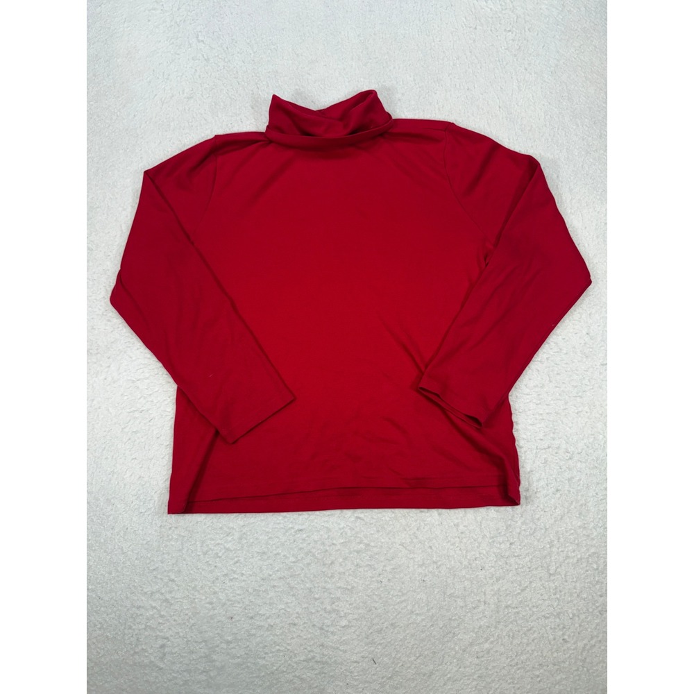 Karen Scott Womens XL Red Turtleneck Long Sleeve 100% Cotton Knit Top